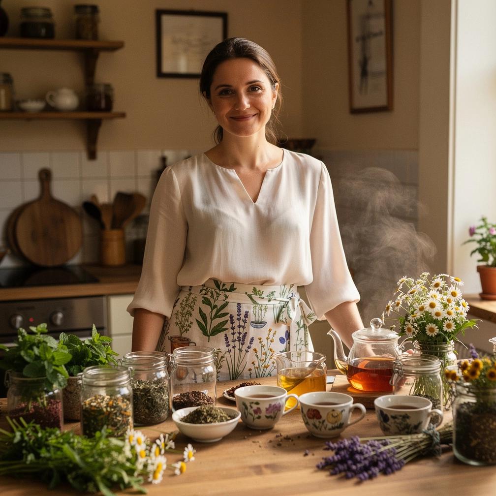 Šviežios džiovintos žolelės ir gėlės, skirtos aromatingoms arbatoms ruošti.