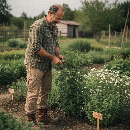 Žolelių arbatos lapeliai ir žiedai iš arti, akcentuojant jų tekstūrą ir spalvas.